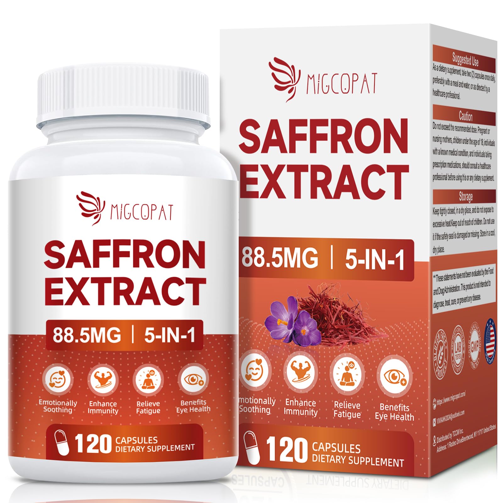 Happy Saffron Supplements - 5 In 1 Saffron Capsules With 10:1 Saffron Extract 88.5mg, Ginseng, Goji Berry & Chrysanthemum – Supports Memory, Focus, Mood, Energy, Emotional Balance & Eye Health