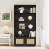 GarveeHome 5 Tier Bookshelf, Boho Bookcase with Rattan Doors, Wooden Bookcase and Bookshelf with Storage, Tall Book Stand, Large Bookshelf for Living Room, Bedroom, Home Office, Kitchen