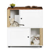GarveeLife Cat Litter Box Enclosure for 2 Cats, Litter Box Enclosure with Double Room, Hidden Enclosed Cat Litter Box Furniture with Scratch Posts and Double-Layer Litter Mats White-A