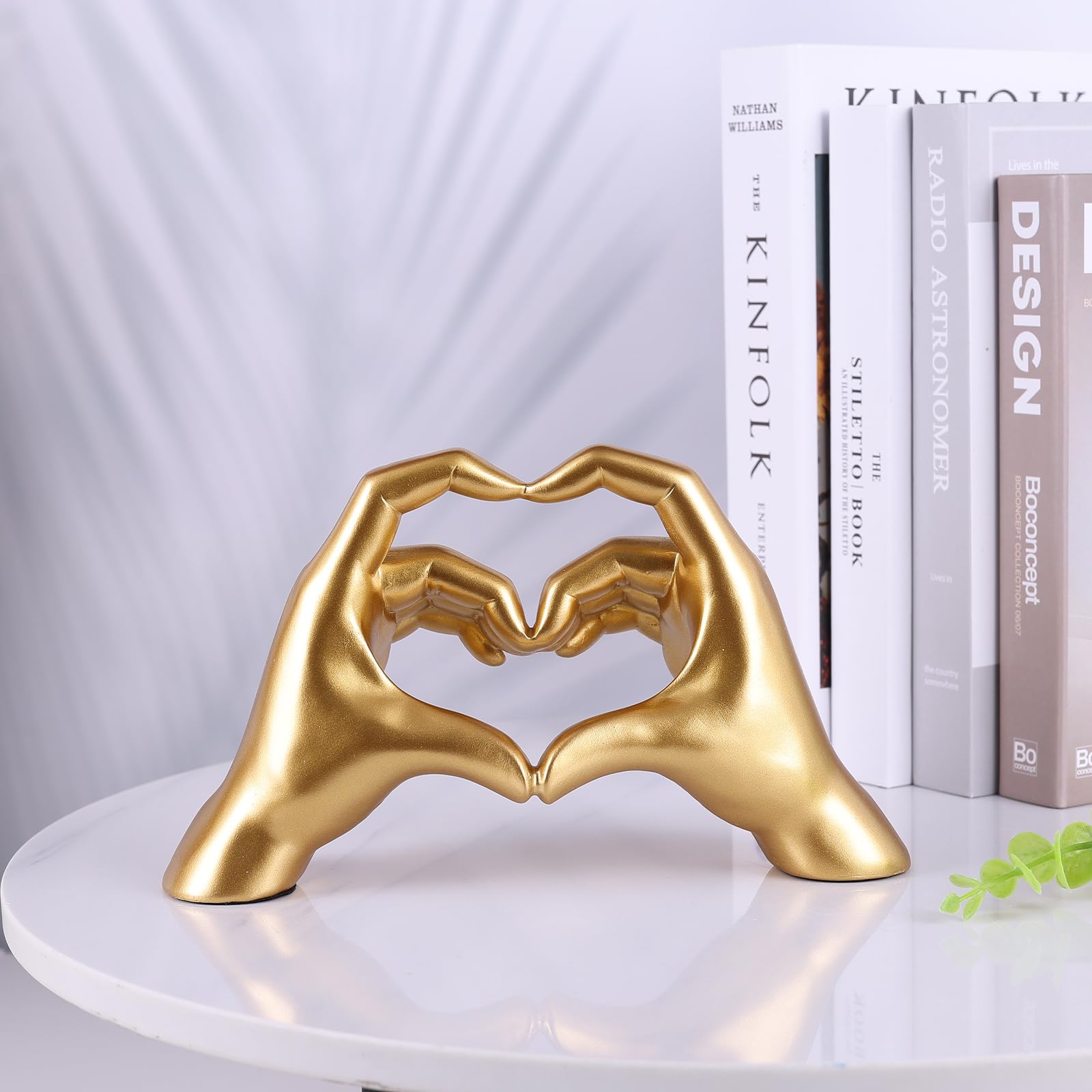 Gold Heart Hands Sculpture, heart hands statue, Modern Hand Decor, Aesthetic Home Decor for Living Room Bedroom Bookshelf Coffee Table, Unique Birthday for Women Girls Sisters Girlfriend Mom Teacher