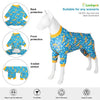 LovinPet Onsies for Dogs Large - Pet Anxiety Relief Shirt, Sun Protection, Dog Pajamas, Comfy Fabric, Bright Leopard Print, Pitbull Clothes, Recovery Shirt for Large Breed Dogs, Blue 2XL