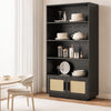 GarveeHome 5 Tier Bookshelf, Boho Bookcase with Rattan Doors, Wooden Bookcase and Bookshelf with Storage, Tall Book Stand, Large Bookshelf for Living Room, Bedroom, Home Office, Kitchen