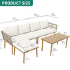 YITAHOME Patio Furniture Set, 6 Pieces Outdoor Rattan Woven Sectional Sofa Patio Loveseat with Ottoman and and Side Table, Conversation Set for Backyard, Porch, Boho - Beige