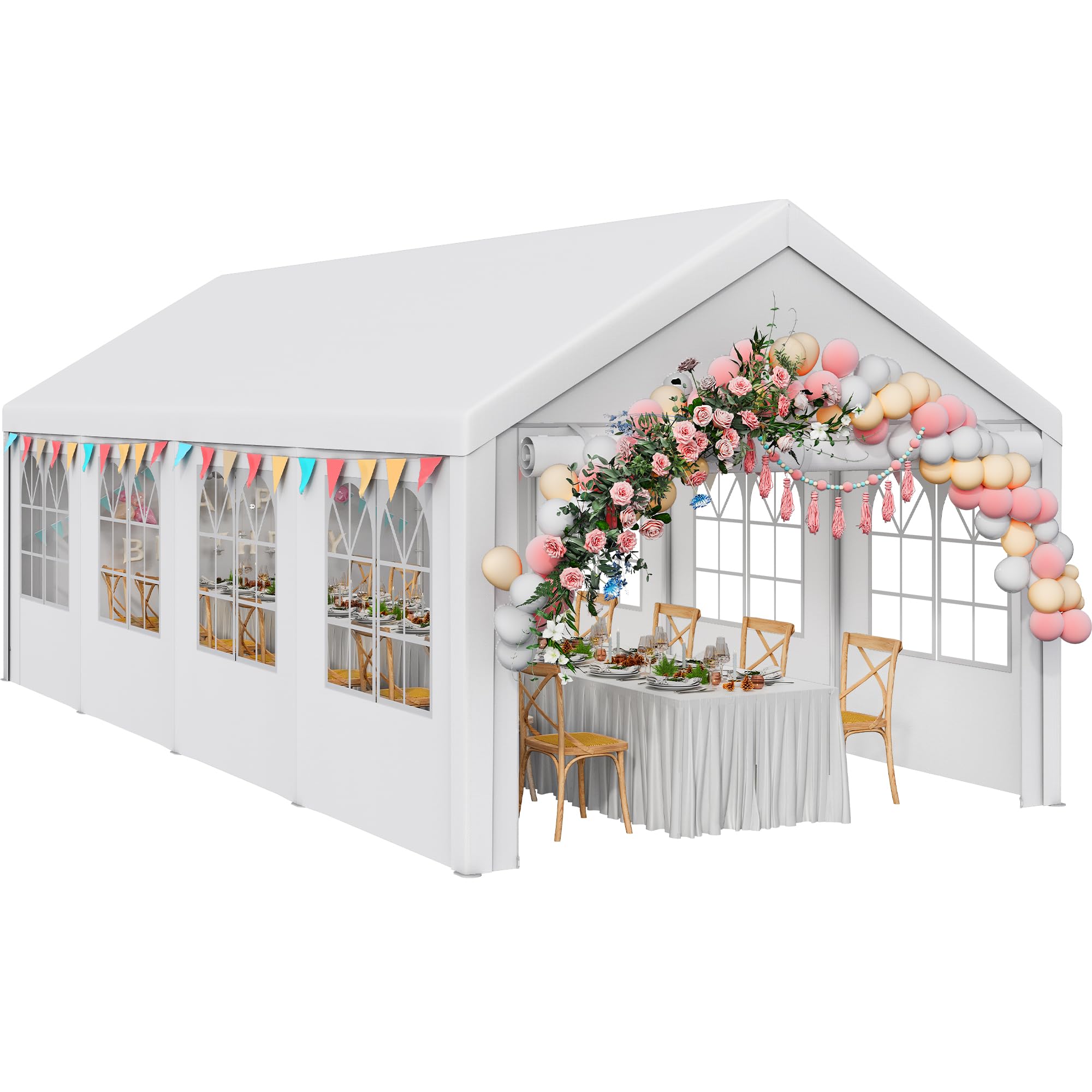 YITAHOME 13x26FT Party Tent Wedding Tent Heavy Duty Event Shelters Outdoor Canopy Upgraded Galvanized Steel Carport with Removable Sidewall Windows for Commercial and Parties
