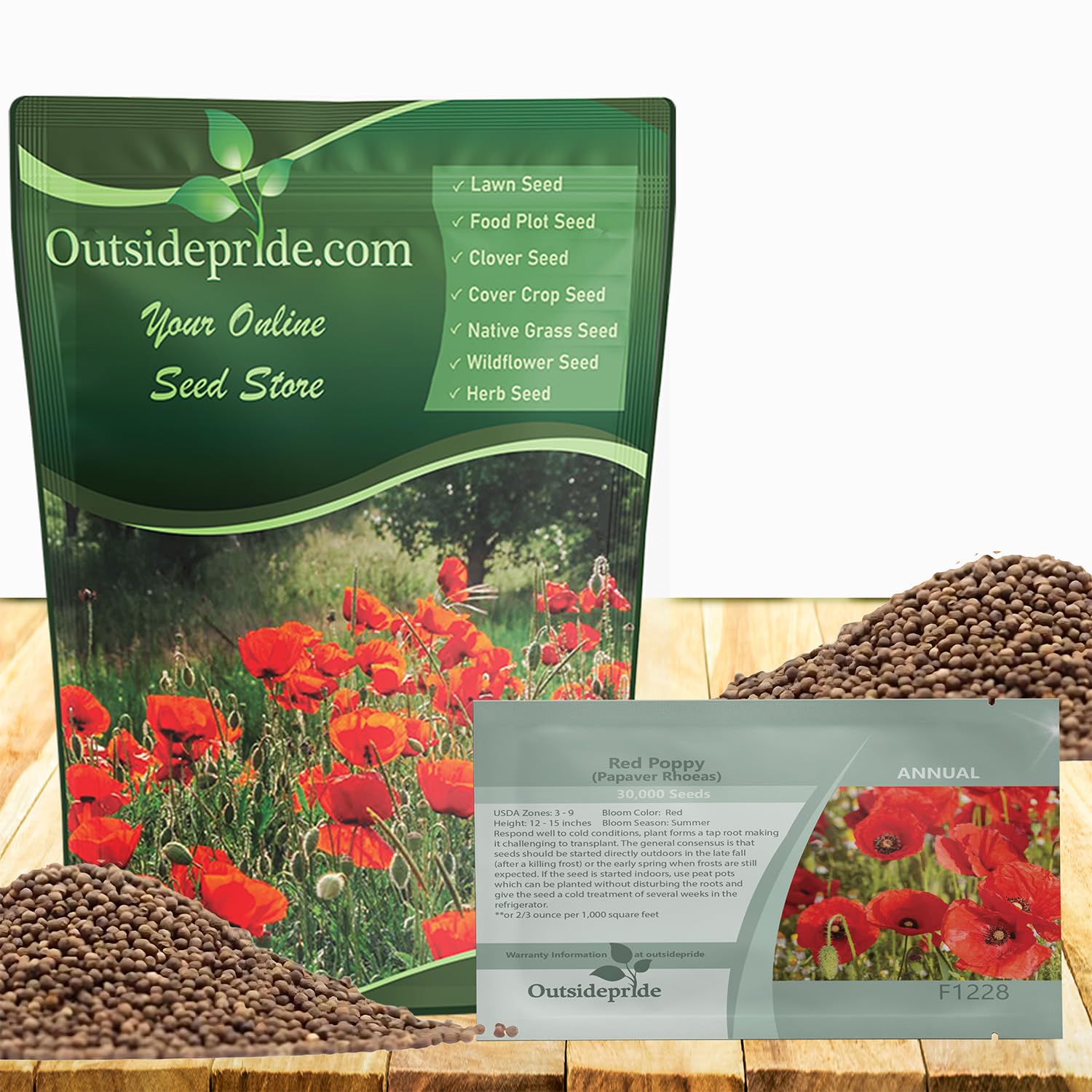 Outsidepride Red Poppy Seeds for Planting - 1/4 lb. Annual, Drought-Tolerant & Easy to Grow Wildflower Seeds with Vibrant Red Blooms for Landscaping, & Pollinator Garden
