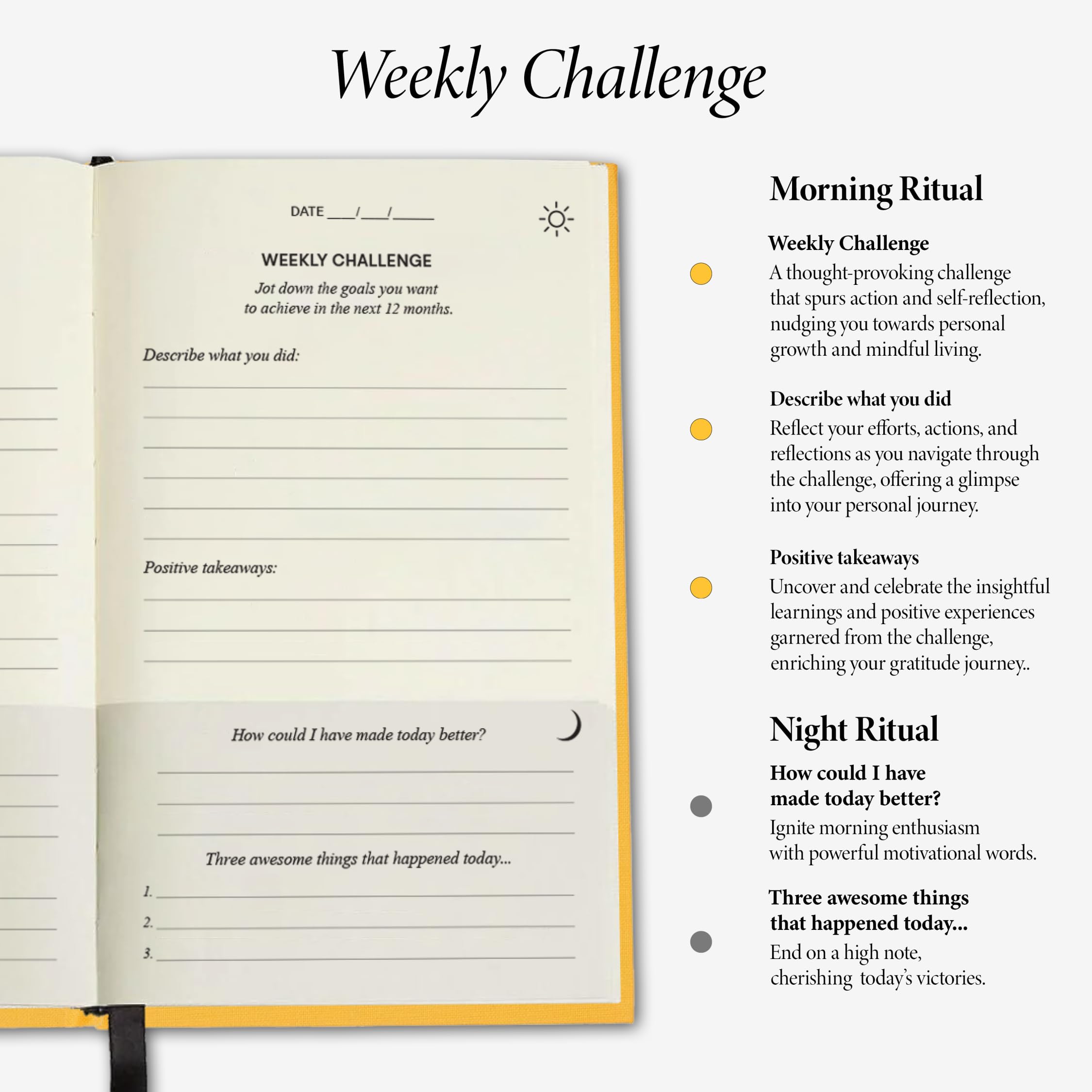 The Original Gratitude Journal 2025 with Inspiring Quotes & Mindful Prompts for Happiness and Positive Mindset - Notebook for Affirmation, Reflection & Optimism - Premium Hardcover Yellow