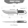 WARIVO KNIFE D2 13 Inch Full Tang Fixed Blade Bowie Knife with Leather Sheath - Suitable for Outdoor, Bushcraft, Survival, and Camping Knife with Black Micarta Handle