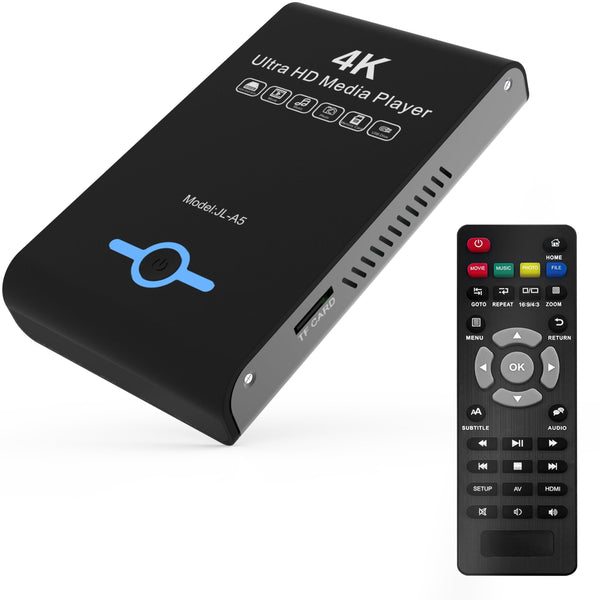 4K Ultra HD Media Player 2-in-1 HDD Enclosure for USB Drives and MicrosD Cards- Plays Digital Signage, H.265/HEVC H.264/AVC MP4 MKV Videos Etc,Auto Play and Resume,Supports 2