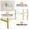 GarveeHome Arched Bookshelf 5 Tier Tall Bookcase Modern Standing Bookshelves Metal Storage Rack Shelf Wood Book Shelf for Bedroom, Living Room, Home Office (Gold)