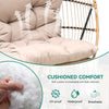YITAHOME 2 Person Hanging Egg Swing Chair with Stand Egg Chair Wicker Indoor Outdoor Hammock with Cushions 550lbs for Patio, Bedroom, Garden and Balcony, Khaki(Stand Included)