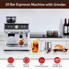 GarveeTech Semi-Automatic Espresso Machine - 1450W/20 Bar Professional Coffee Machine, 30 Grinder Settings, Fast Heating, Milk Frother Steam Wand, Home & Hotel Use, silver gray