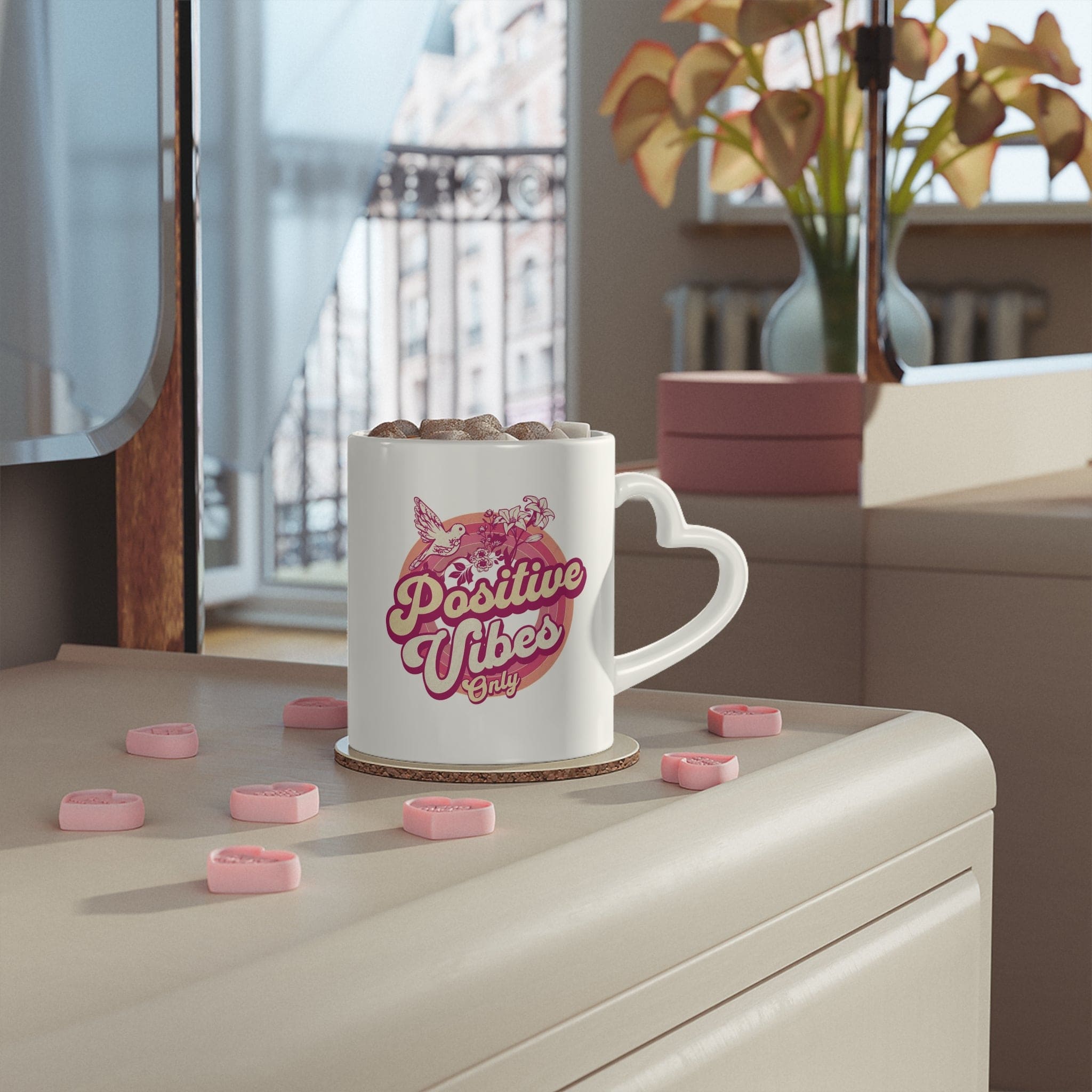 Positive Vibes Only - Heart-Shaped Mug