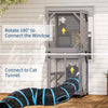 Outdoor Cat Enclosure On Wheels, 68'' Window Catio Kitty House with Weatherproof Roof, 4 Platforms, Resting Box and Scratch Post, Portable Cat Playpen Feral Cats Shelter Grey