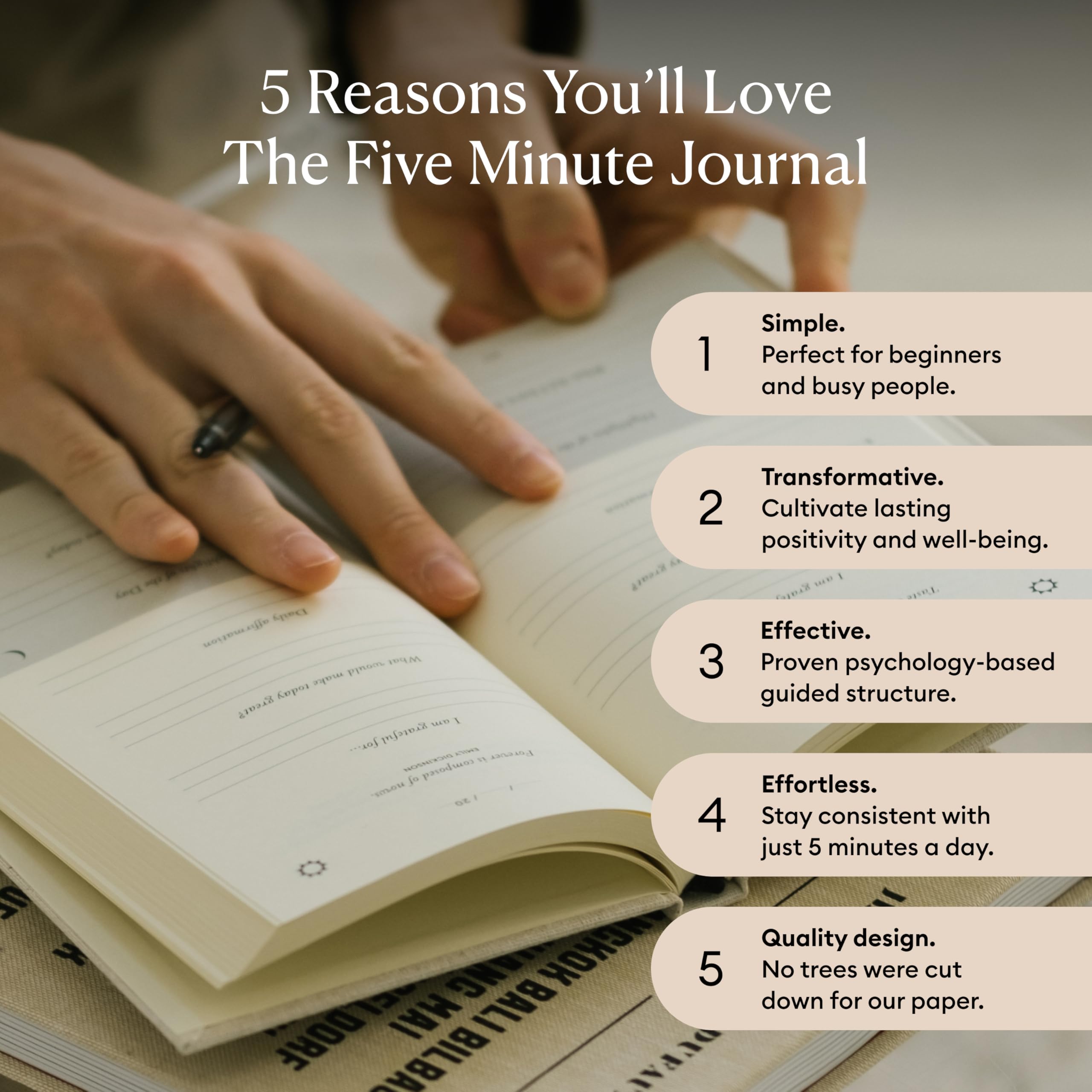 Intelligent Change The Five Minute Journal - Original Daily Gratitude Journal 2025 for Happiness, Mindfulness & Reflection - Daily Affirmations - Undated Planner Gifts for Women & Men