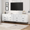 DWVO White 6 Drawers Dresser, Modern Wood Dresser Chest of Drawers with Black Metal Handle ＆ Anti-Tipping Device, Modern Storage Cabinet for Hallway, Entryway, Living Room