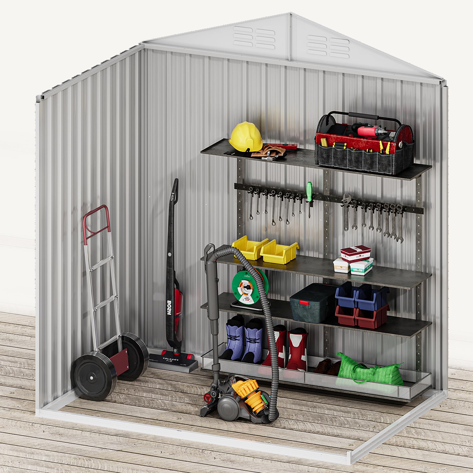 DWVO 6x4ft Metal Outdoor Storage Shed, Waterproof Tool Shed Heavy-Duty Storage Unit with Lockable Door and Vents, Ideal for Bicycles, Tools, Lawnmowers, Backyards, Patios, Lawns - Dark Gray