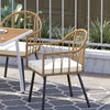 YITAHOME Rattan Outdoor Dining Chairs Set of 4 with Curved Back & Cushions Wicker Bistro Chairs with Armrest Woven Rattan Chair All-Weather Wicker Patio Dining Chair for Outdoor/Indoor, Beige