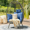 YITAHOME Accent Living Room Egg Chair, Wicker Oversized Basket Chair with 5 Thick Cushions, Comfy Recliner Lazy Chair for Indoor, Bedroom, Reading Room, Lounge (Blue)