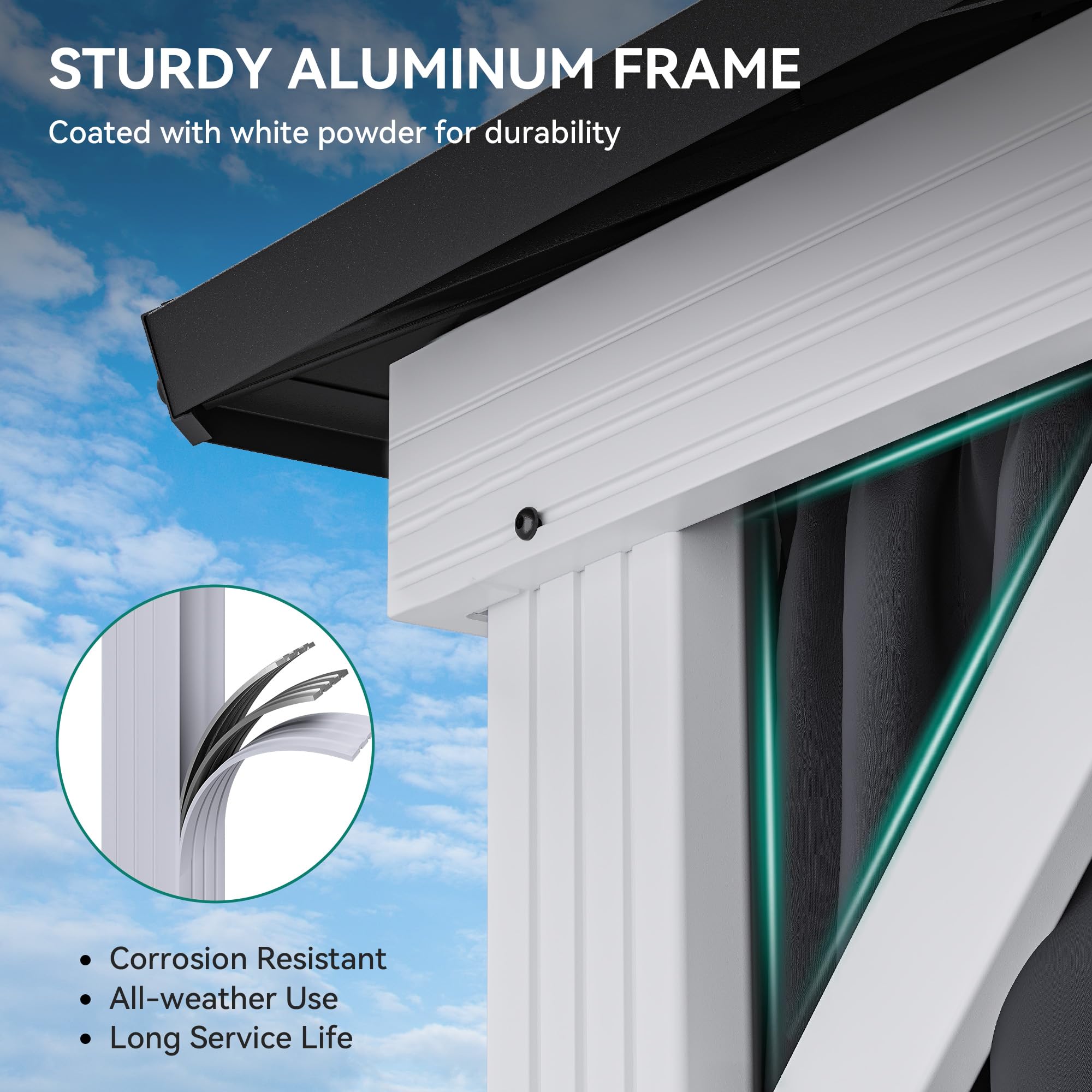 YITAHOME 10X12FT Hard Top Metal White Gazebo Patios Double Roof Canopy Aluminum Frame Garden Gazebo Tent Curtains Netting for Patios Backyards Decks Lawns Gray