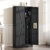 DWVO Wooden Storage Cabinet, Vacuum Cleaner Storage Compatible with Dyson Models, Utility Stand for Brooms and Mops, Cleaning Tool Cabinet with Doors for Garage, Office, Home
