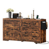 DWVO Farmhouse 6 Drawer Dresser for Bedroom, 31.5 Inch Tall Modern Dresser TV Stand with Large Drawers & Bar Handles, Storage Dressers with Power Outlets, Rustic Wood Chest of Drawers, Rustic Brown