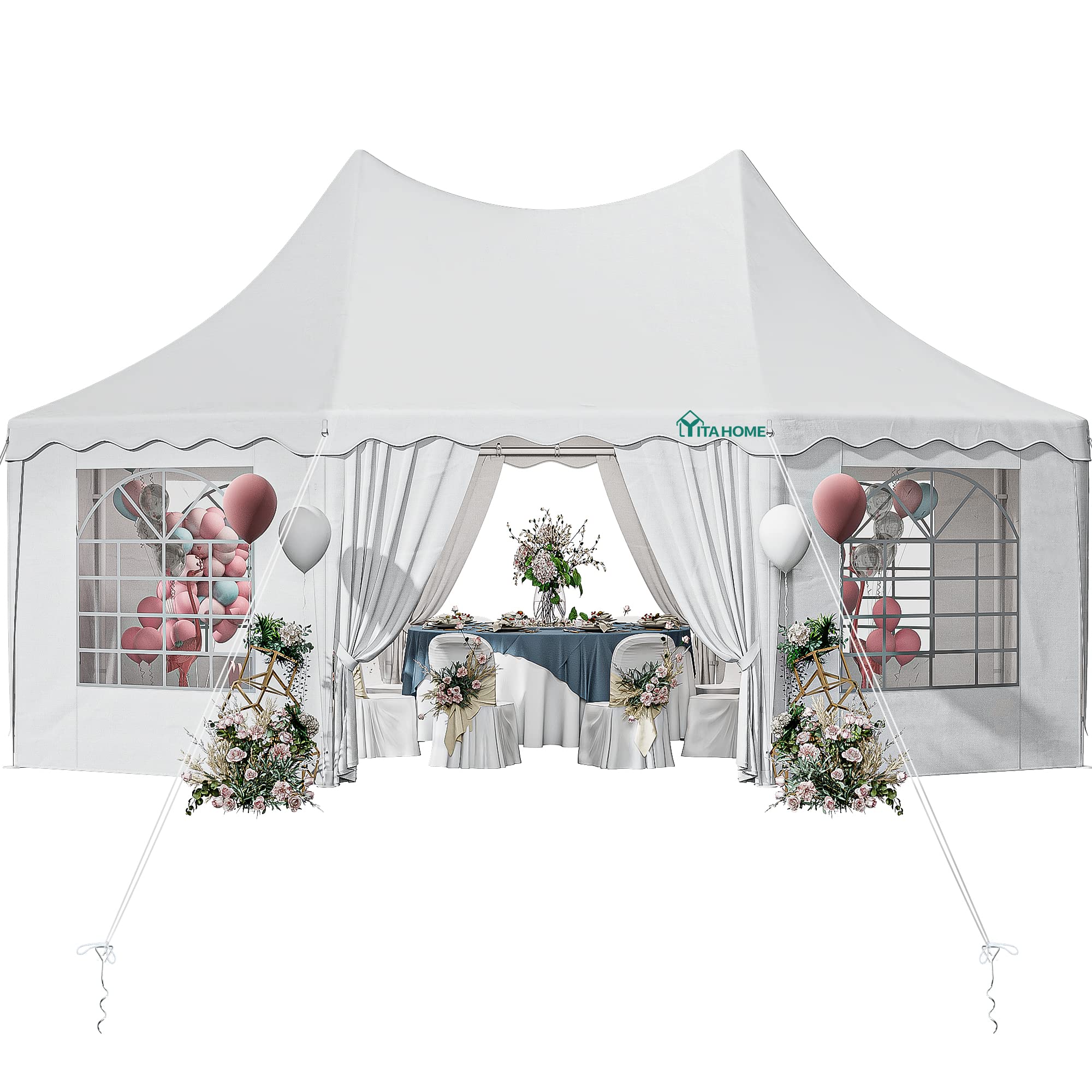 YITAHOME 22x16FT Party Tent Heavy Duty Wedding Canopy Event Shelter Upgraded Ripple Gazebo Large with Roof Removable Sidewalls Commercial