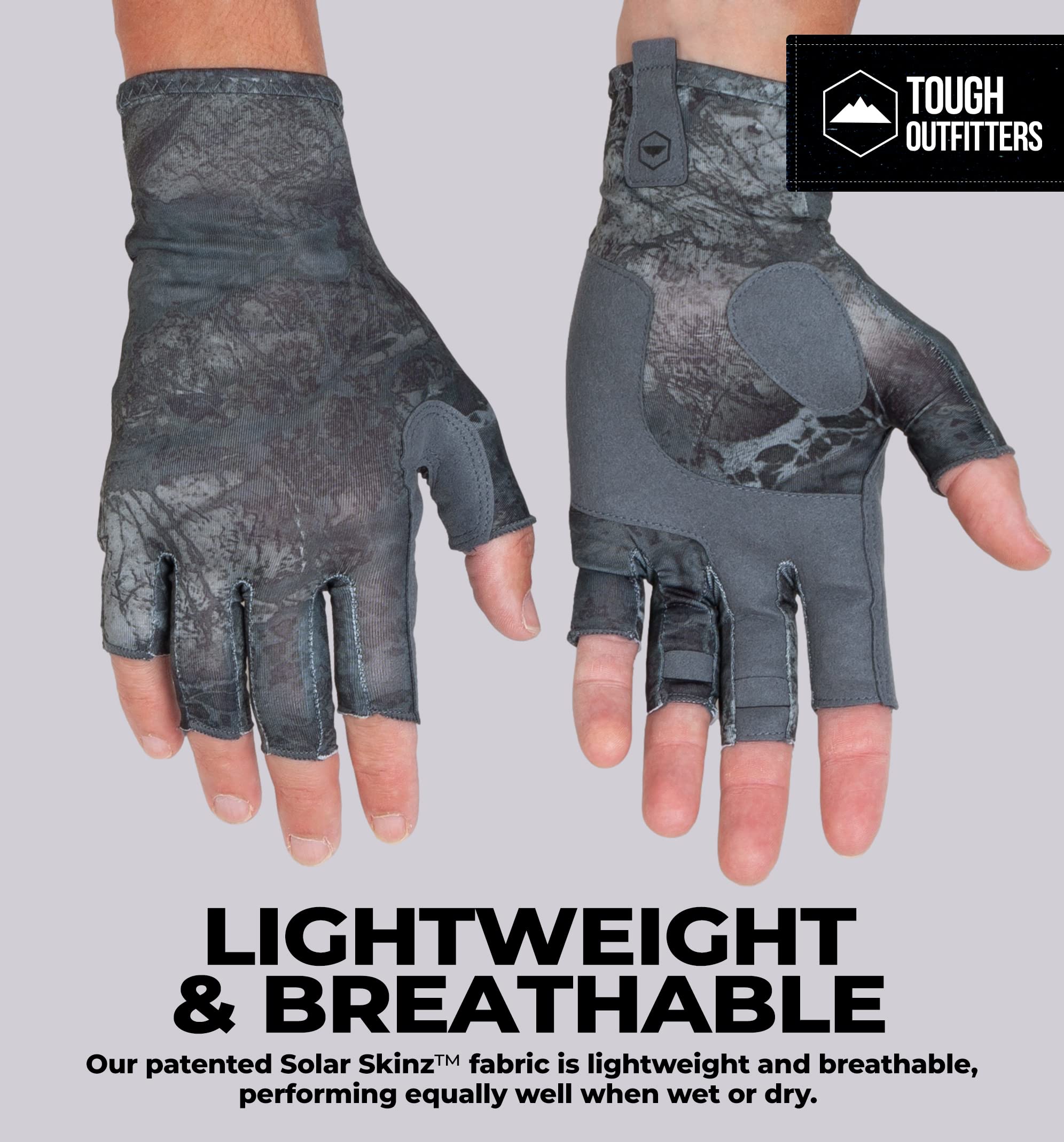 Tough Outdoors Fingerless UV Fishing Gloves - Men & Women - UPF 50+ Sun Protection - Kayaking & Sailing Gloves