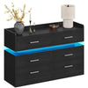 DWVO 6 Drawer Dresser, Modern Dresser Chest of Drawers, Wide Drawer Organizer Cabinet with Top Storage Shelf, Black