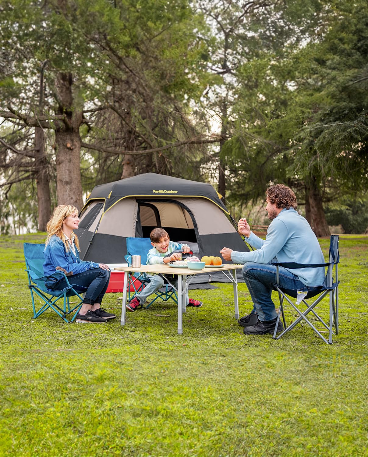 FanttikOutdoor Zeta C6 Pro Camping Tent 6 Person Instant Cabin Tent Setup in 60 Seconds with Rainfly & Windproof Portable with Carry Bag for Family Camping & Hiking, Khaki