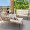 YITAHOME Patio Furniture Set, 3-Piece Outdoor Wicker Conversation Sectional L-Shaped Sofa with 4 Seater for Backyard, Porch, Boho Detachable Lounger with Cushions and Coffee Table - Beige