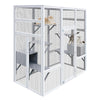 70'' Catio Outdoor Cat House, Cat Enclosure for Mulitiple Cats Large Walk in Cat Cage with Waterproof Cover, Feral Cat Shelter with 7 Platforms and 2 Resting Box Gray