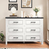 DWVO Farmhouse Wooden Dresser TV Stand with Power Outlet, 6-Drawer Dresser with Large Storage Drawers and Bar Handles, Ideal for Living Room, Hallway, 47.2