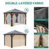 YITAHOME 10x10 Gazebo Polycarbonate Hardtop Outdoor Single Top Canopy with Netting and Shaded Curtains, Aluminum Frame Garden Tent for Patio, Backyard, Deck and Lawns, Brown