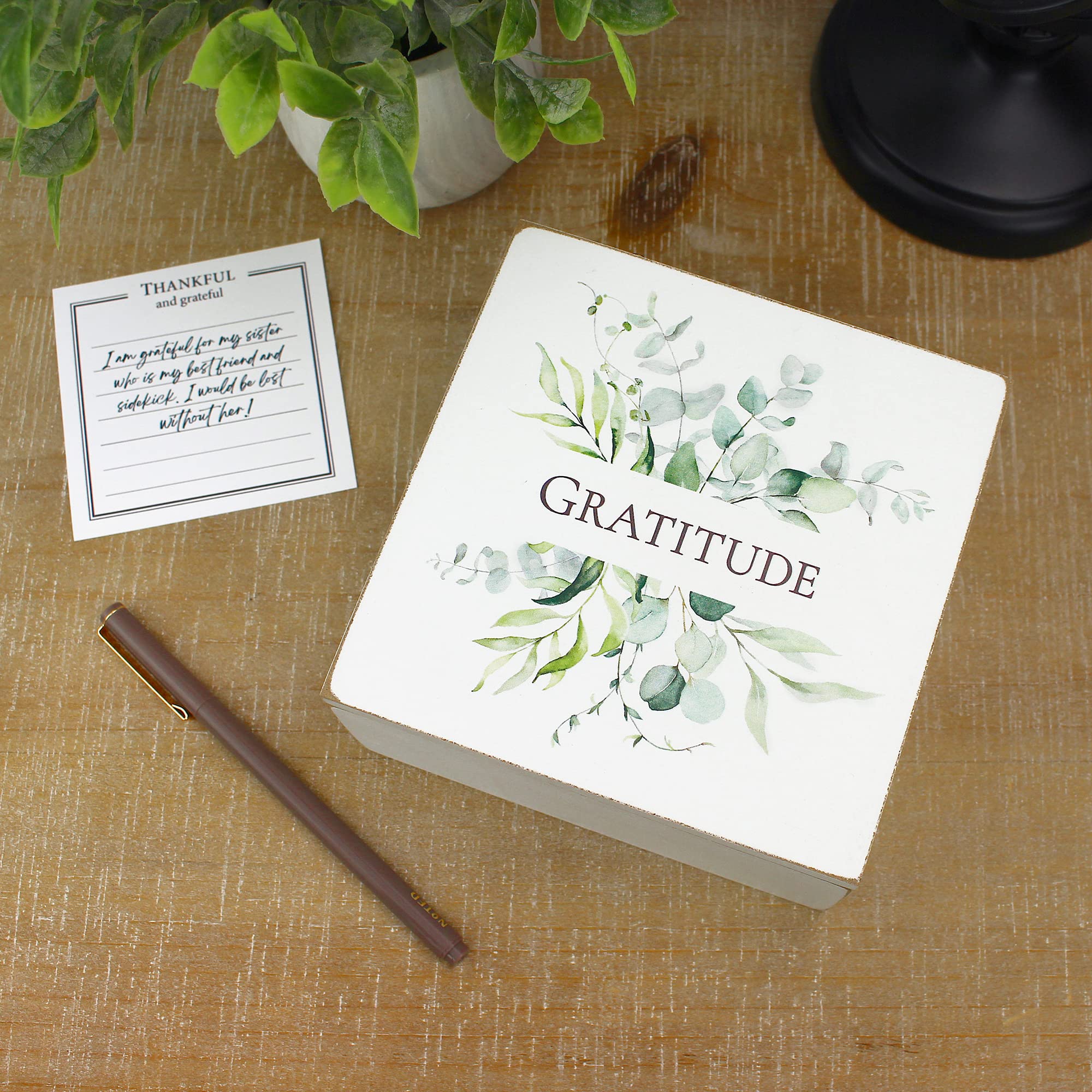 Lillian Rose Rustic Botanical Gratitude Box with 30 Note Cards, One Size, white, multi
