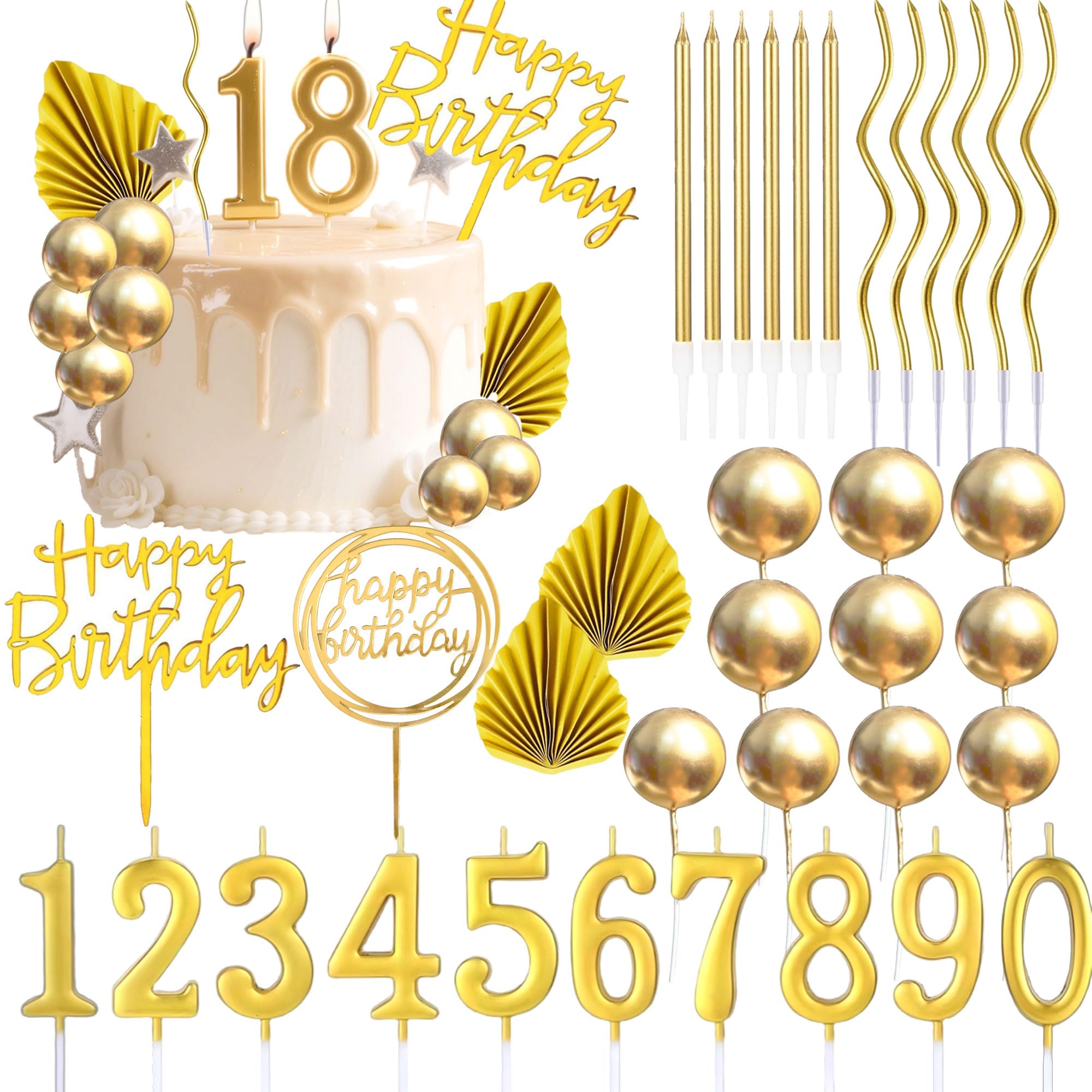 Happy Birthday Candles For Cake, Tyotrbs 36 Pcs Birthday Candles, Happy Birthday Cake Toppers Decorations DIY Cake Decor for Men Women Wedding Anniversary