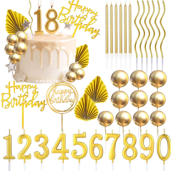 Happy Birthday Candles For Cake, Tyotrbs 36 Pcs Birthday Candles, Happy Birthday Cake Toppers Decorations DIY Cake Decor for Men Women Wedding Anniversary
