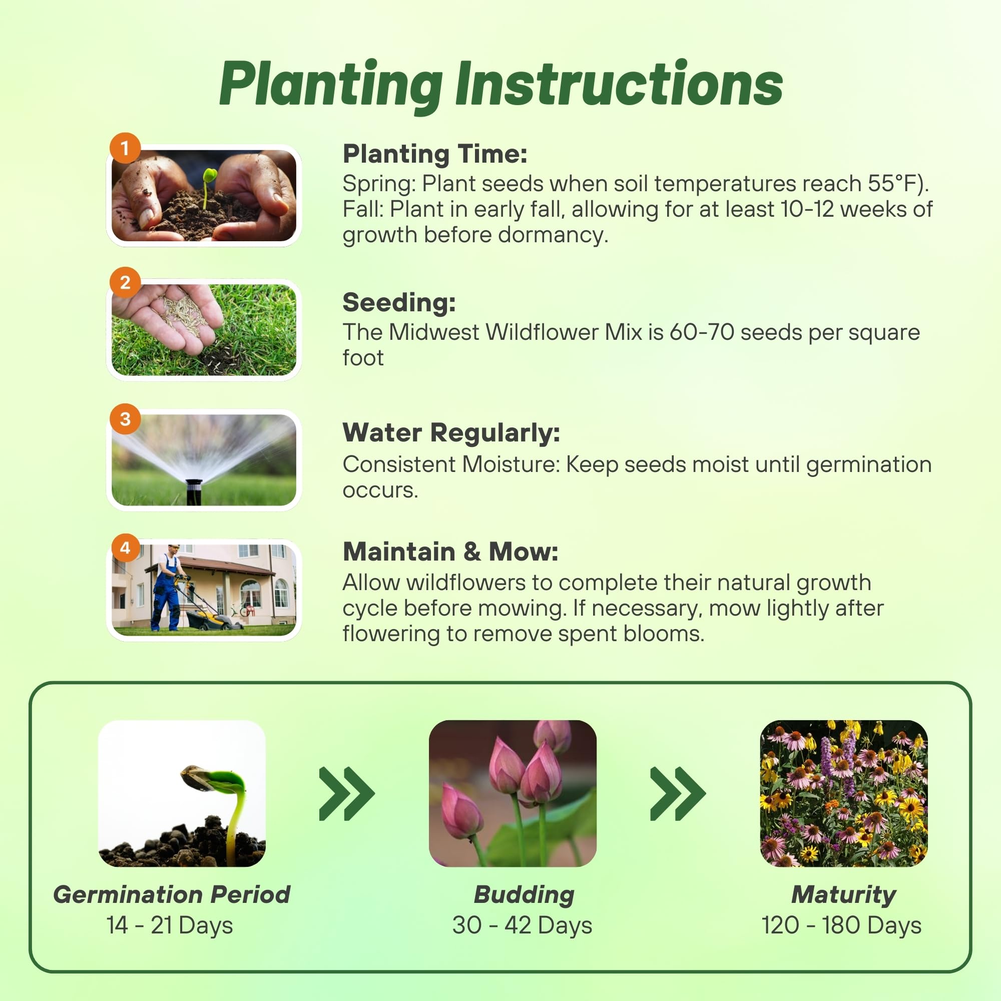 Outsidepride Midwest Wildflower Seed Mix - 5 Lbs Premium Blend of Annual & Perennial Native Wildflower Seeds for Midwestern States, Attracts Pollinators, Low-Maintenance, Ideal for Meadows & Gardens