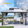 YITAHOME 10X12FT Hardtop Gazebo Outdoor Polycarbonate Patio Double Top Canopy Galvanized Iron Aluminum Column Garden Tent Curtains Netting for Backyards Decks Lawns,Gray