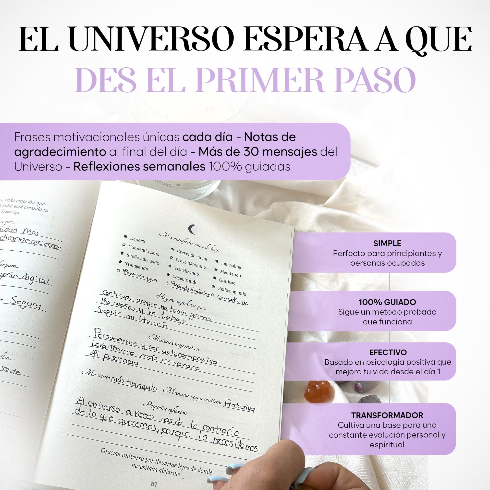 Gratitude and Manifestation Journal for Women - Dialogues with the Universe for Wellness with Positive Affirmations - Mindfulness without Anxiety 90 Days to the Life of your Dreams SPANISH VERSION