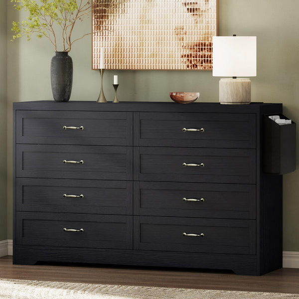 DWVO Black 8 Drawer Dresser, 31.5