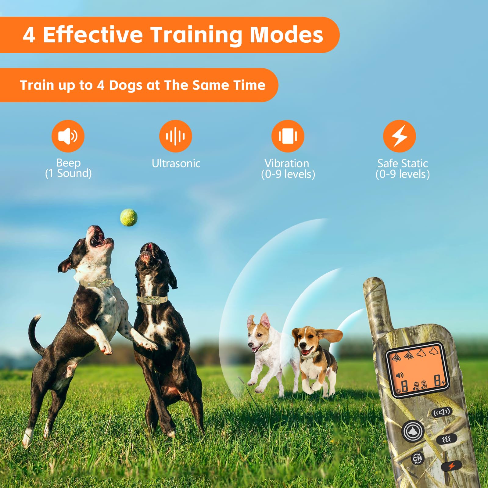 Htcuto Wireless Dog Fence System for 2 Dogs Electric Fences for Dogs Training Collar with Remote 856 Acre Shock Collar for Dogs Ultrasonic Trainer Waterproof Outdoor Safe Pet System with 2 Collars