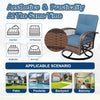 3-Piece Swivel Rocking Patio Chairs Set with 2 360-Degree Swivel Rocking Chairs and Tempered Glass Top Side Tabl, Outdoor Wicker Patio Bistro Set With Thickened Cushions for Poolside/Garden/Deck（Blue）