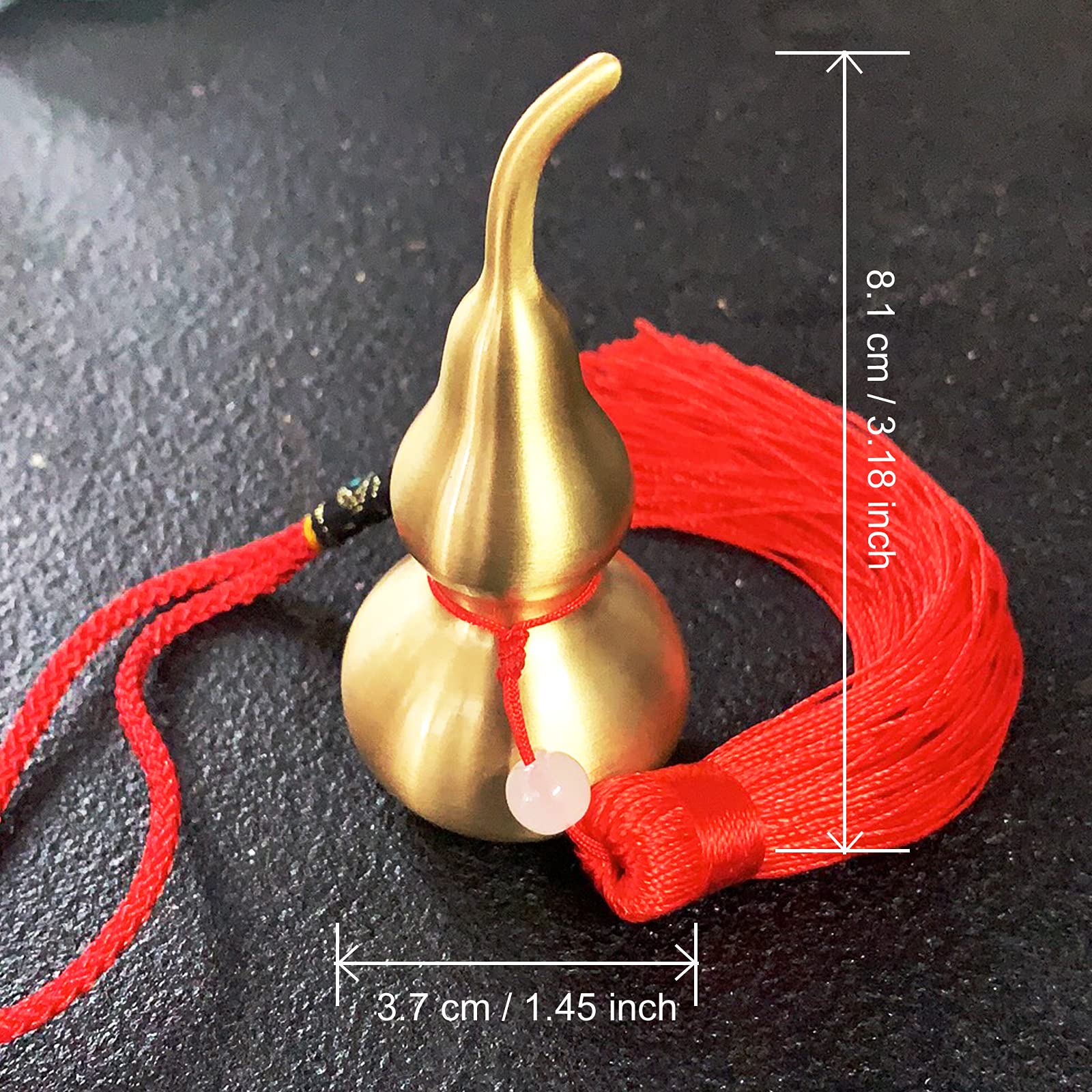 Hanging Decoration Good Luck Wu Lou Gourd,with Tassel for Housewarming Statue Charm Amulet Home Decor,3.18 inch Tall,Full Brass, Hu Lu Bring You Wealth Peaceful, Safty, Healthy,Success
