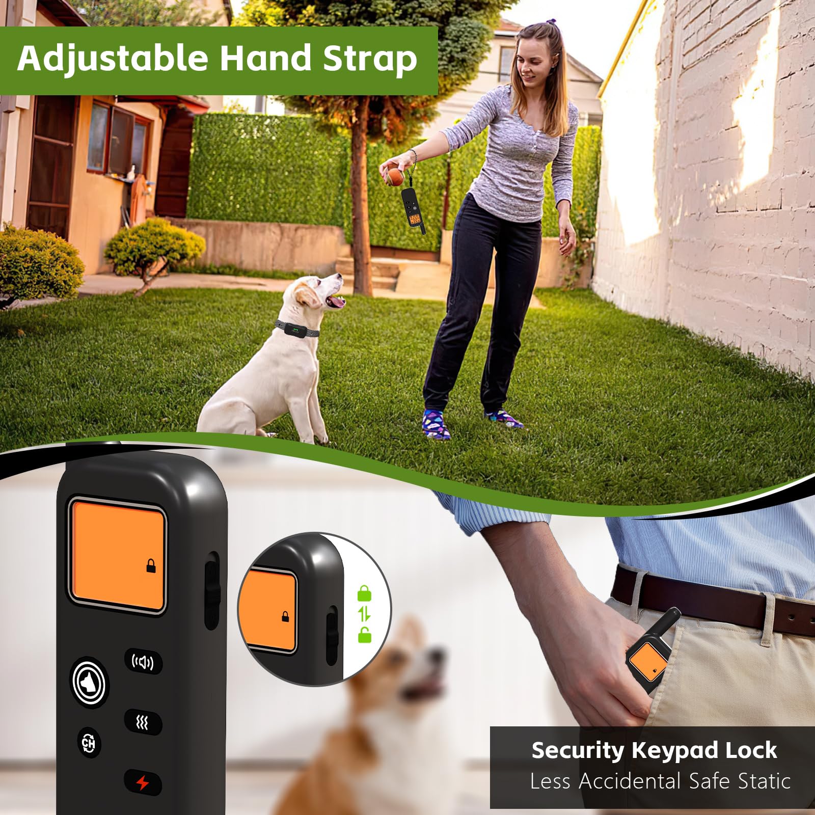 Htcuto Wireless Dog Fence System for 2 Dogs 856 Acre Electric Fences for Dogs Training Collar with Remote Shock Ultrasonic Trainer Waterproof Portable Outdoor Pet Containment System with 2 Collars