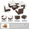 8 Pieces Outdoor Furniture Sets, Patio Conversation Sets with Storage Coffee Table & Water-Resistant Cushions, Outdoor Sectional Furniture for Front Porch, Backyard, Garden
