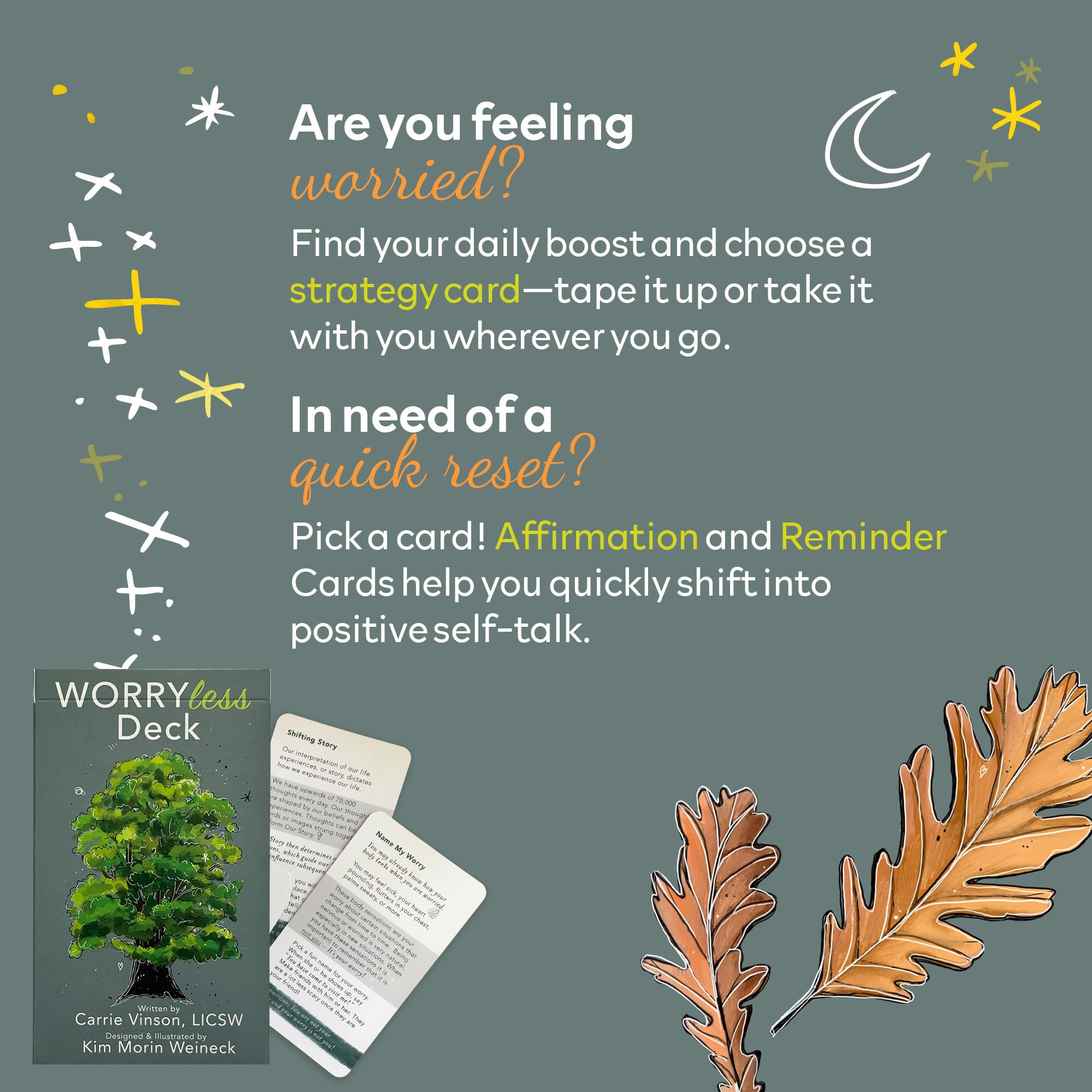 Worry Less Deck: CBT Therapeutic Card Deck for Teens, Adults Relaxation Self Love & Help Card Deck | Positive Affirmations Therapist Office Must Haves Gifts for Women & Stocking Stuffers for Teens