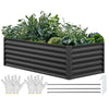 YITAHOME 6x3x2ft Large Raised Garden Bed Kit, Galvanized Metal Planter Box with Gloves, Ground Nails, Support Rod, Outdoor Above Ground Planters for Plants Vegetables Flowers, Black