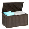 YITAHOME 90 Gallon Large Deck Box, Double-Wall Resin Outdoor Storage Boxes, Deck Storage for Patio Furniture, Cushions, Pool Float, Garden Tools, Lockable & Waterproof (Brown)