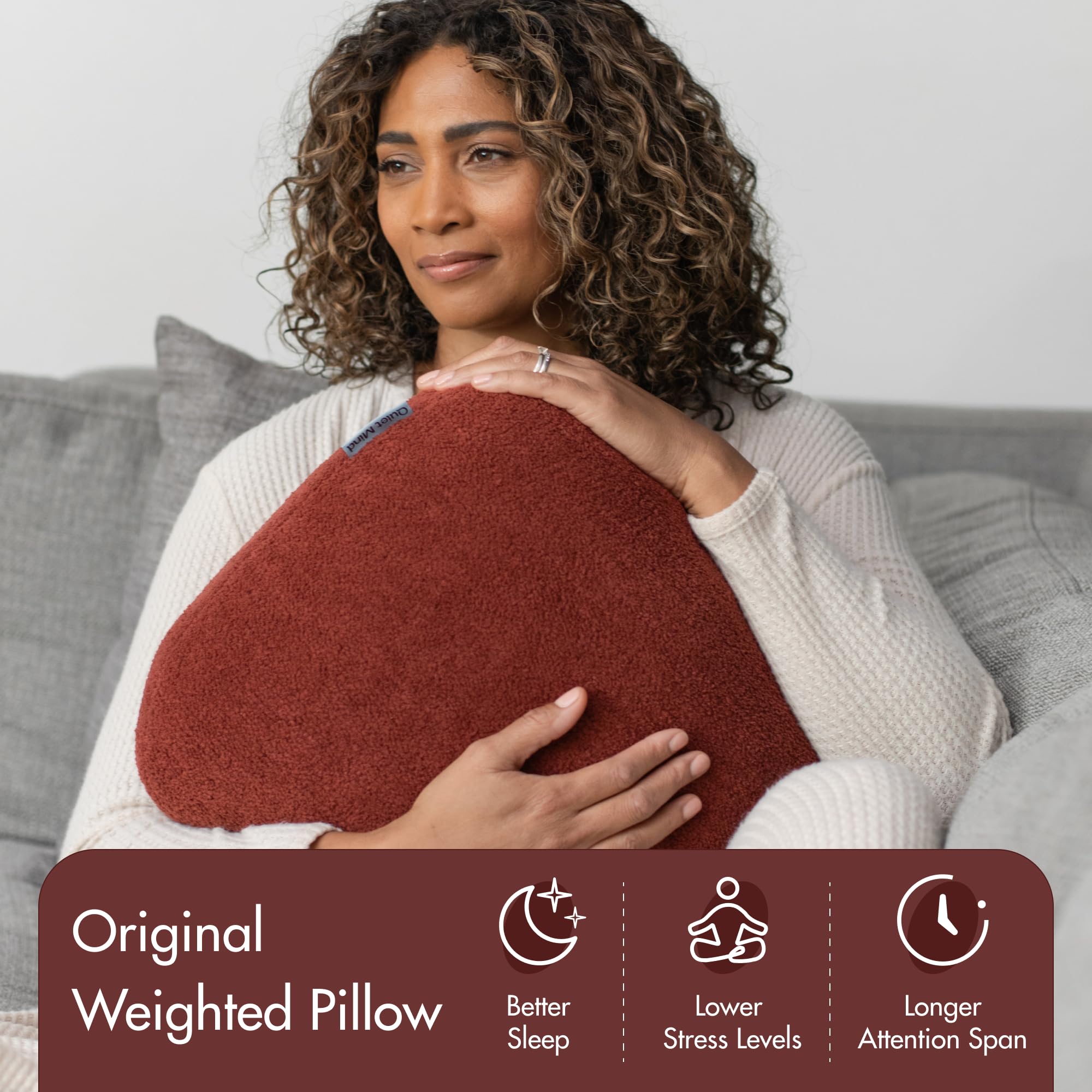 Quiet Mind Weighted Pillow for Adults 6 Lbs - Get Better Sleep - Sustainably Made and Chemical Free - Machine Washable (Small, Chili Oil)