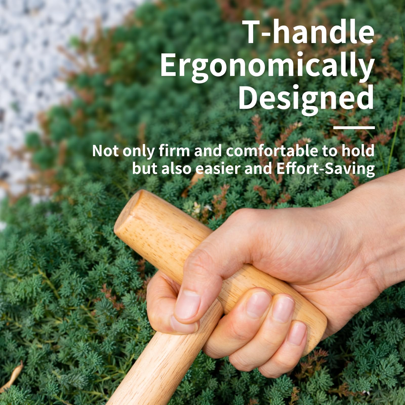 FLORA GUARD Bulb Planter & Wood Handle Seed Planter Dibber with Depth Mark for Sowing Seed,Transplanting Plants,Planting Bulb,Digging